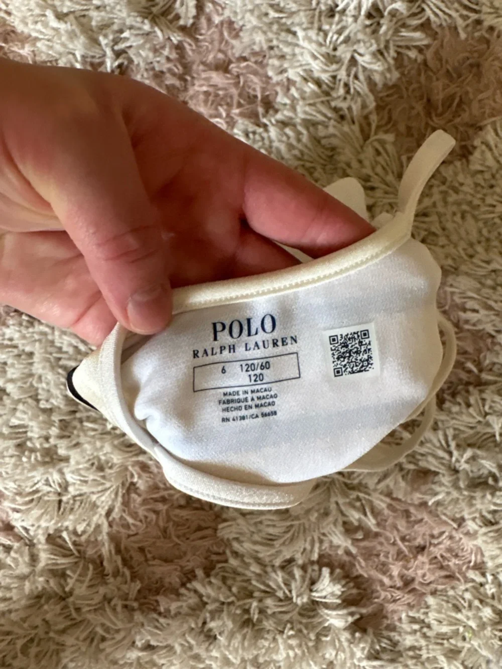 Ralph Lauren White and Navy Striped Ruffle One-Piece Swimsuit